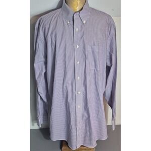 Brooks Brothers Non-Iron Classic Fit Shirt Mens XXL 18 36 Purple White Stripe